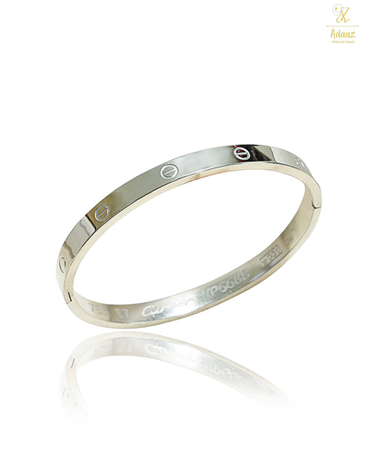 Stainless Steel Love Kada - Silver
