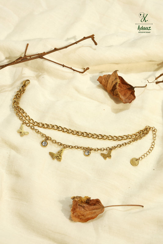 Stunning Butterfly Charm Double Layer Bracelet