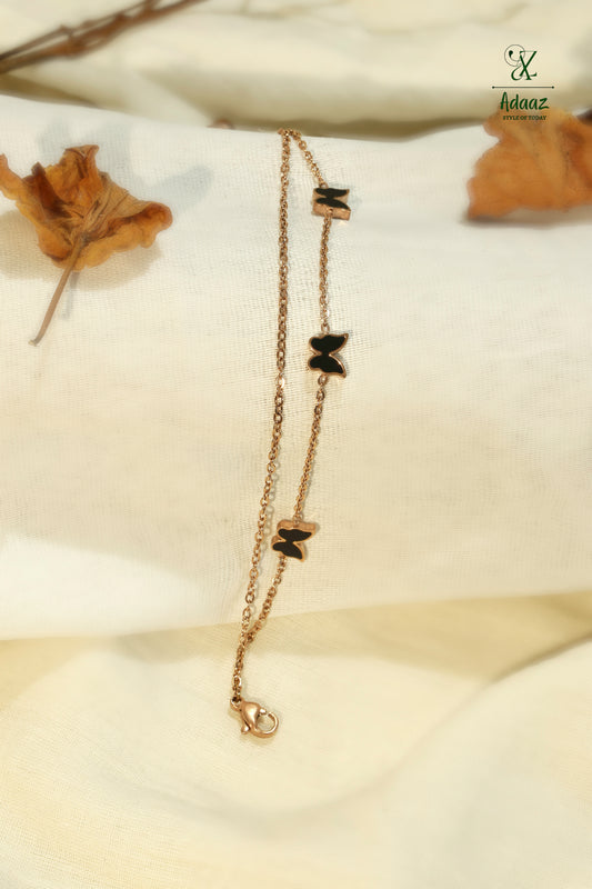 Charming Black Butterfly Double Layer Bracelet
