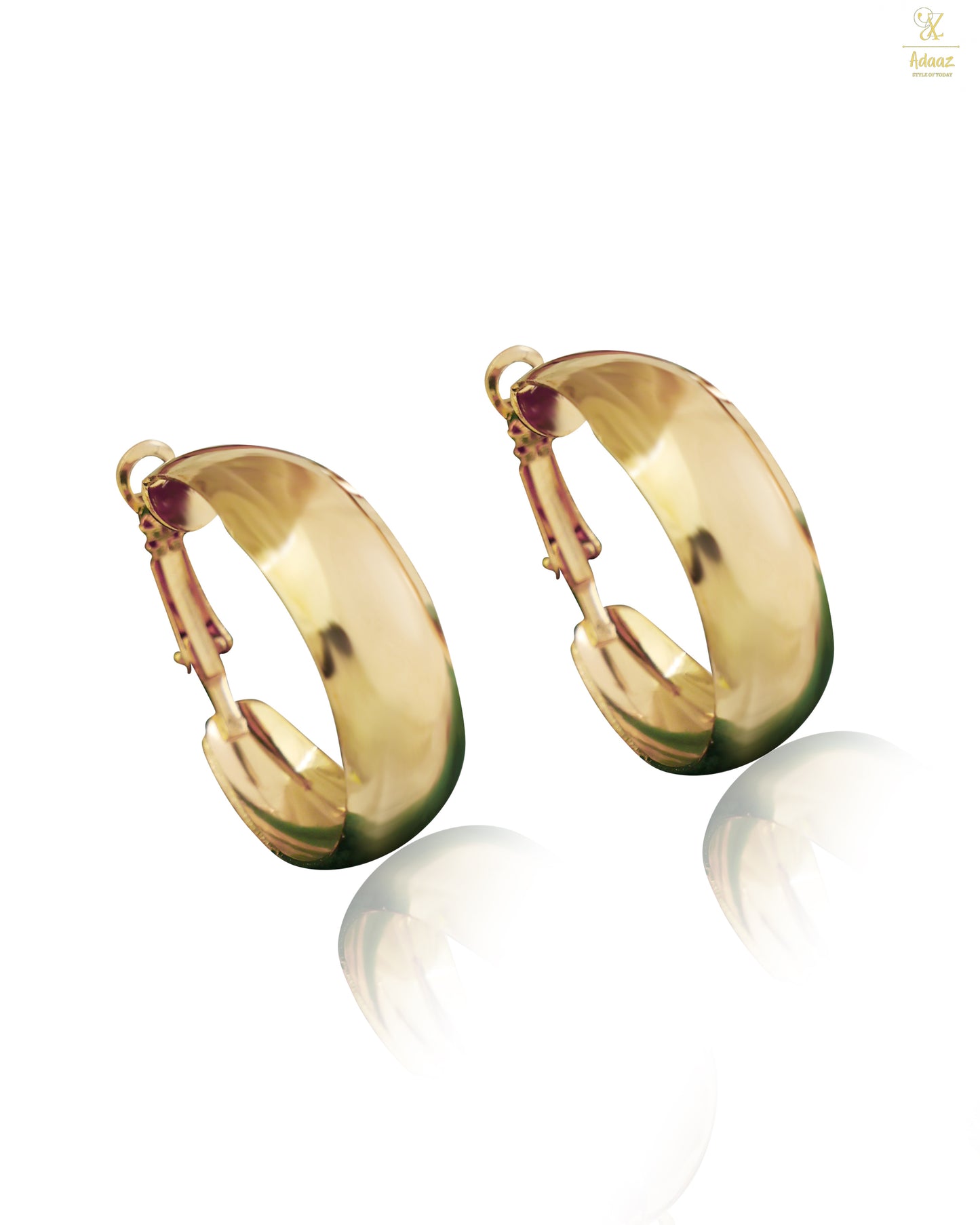 Chunky Wide Medium Size Gold Hoop Earring