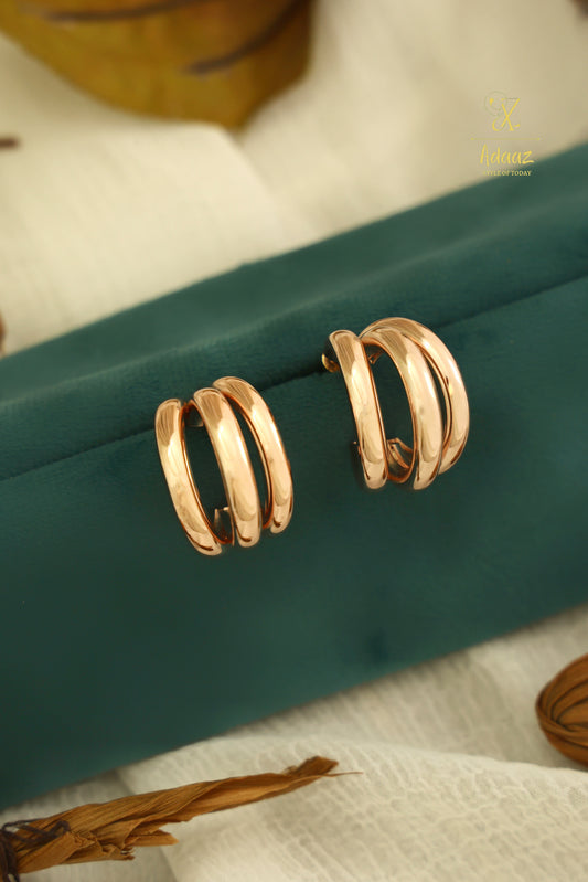Chunky Rose Gold Triple Hoop Earring