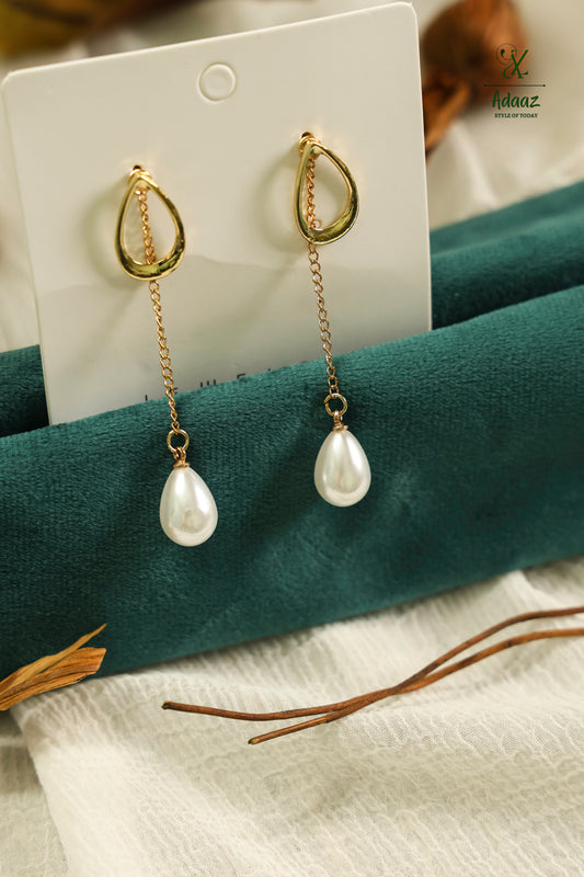 Two way wear Drop stud and pearl drop Dangling Chain