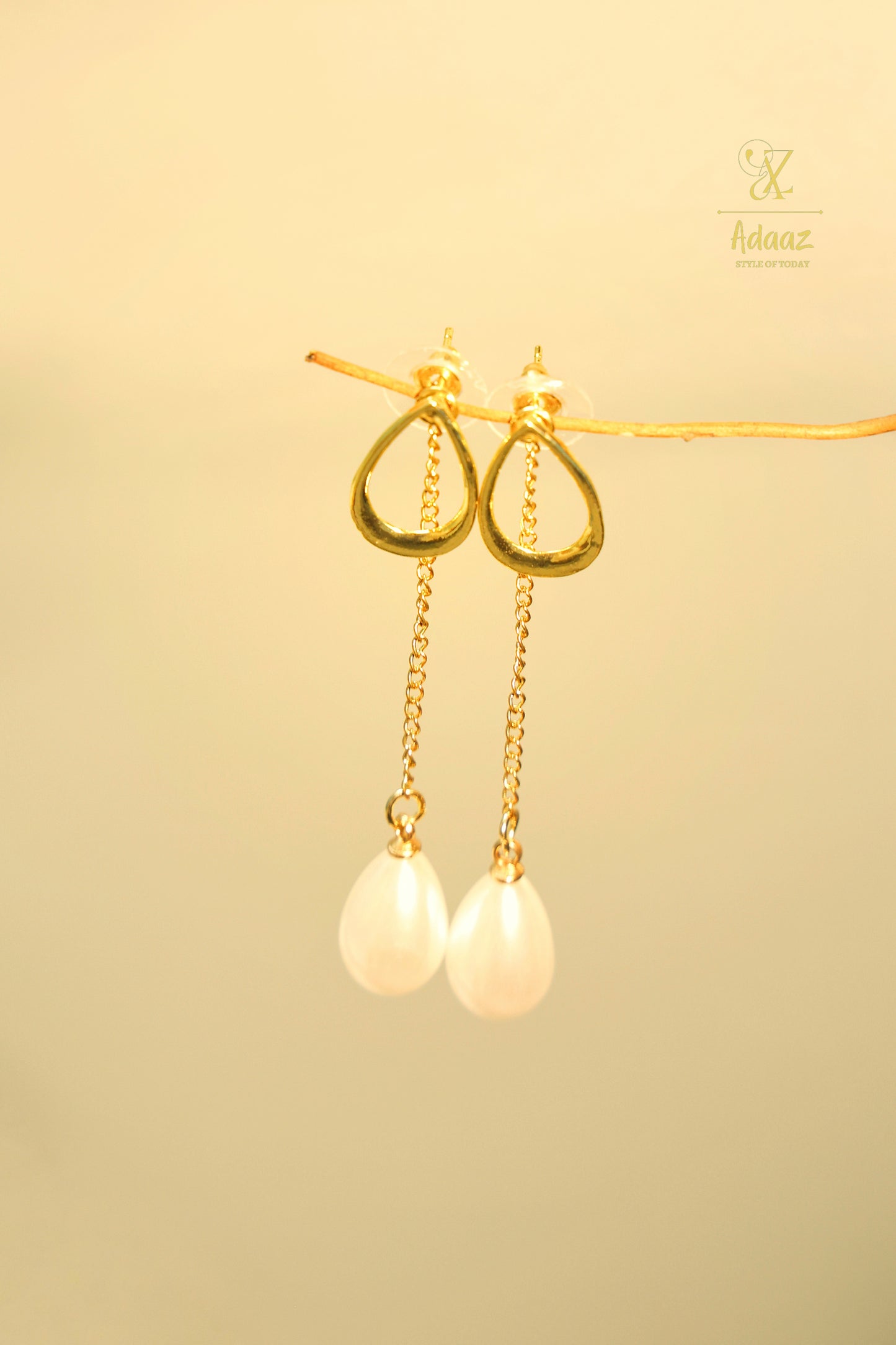 Two way wear Drop stud and pearl drop Dangling Chain