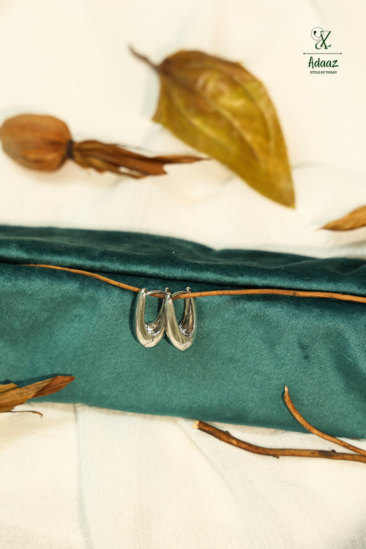 Stylish Small U-shape Hugging Hoop Earring - Silver