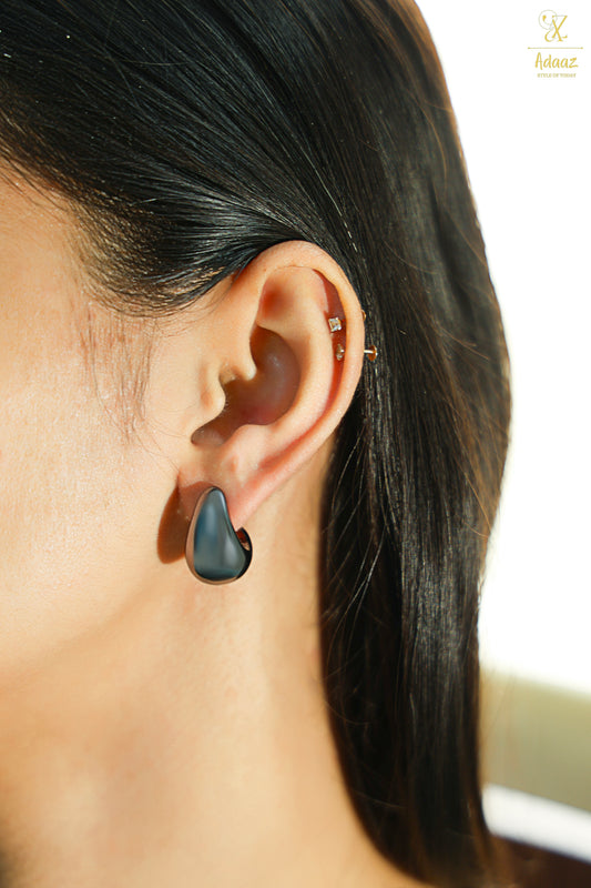Grey Blackish Tear Drop Earring