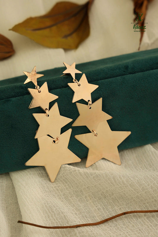 Classic 4 Tier Star Danglers Earring - Rose Gold