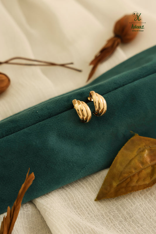 Gold Small Triple Connected Hoop Earring