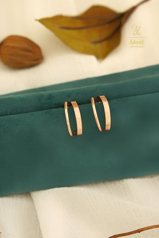 Rose Gold Dual Line Hoop Earring