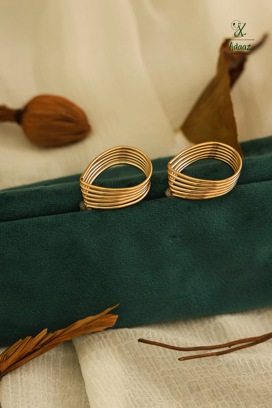 Layered Geometric Drop Stud Earring - Gold