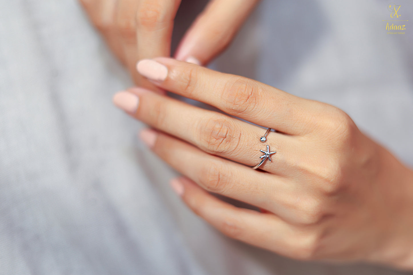 Natural Silver-toned Sea Star Ring