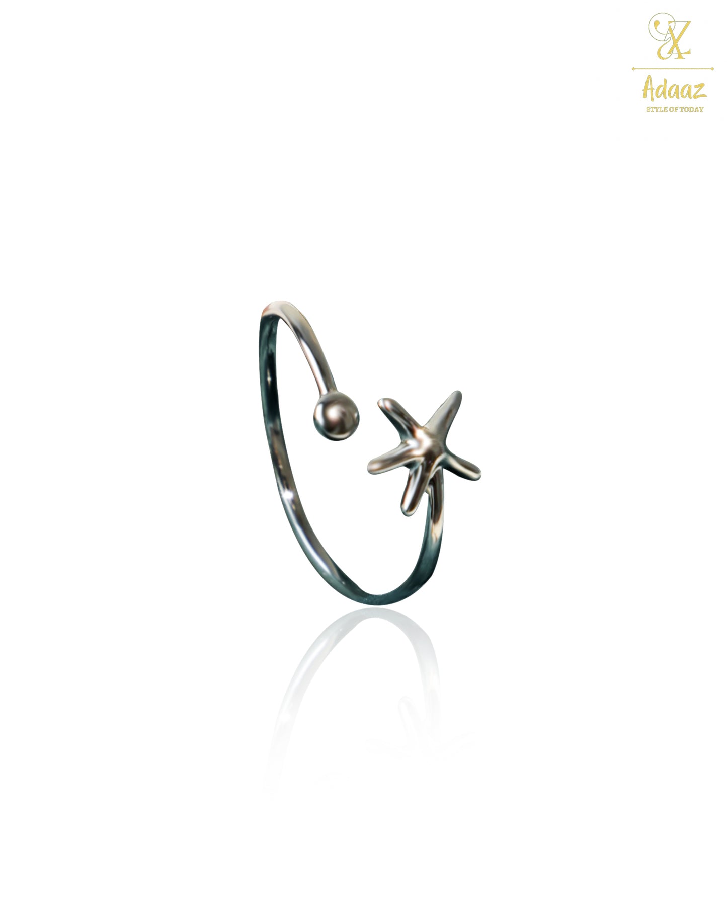 Natural Silver-toned Sea Star Ring