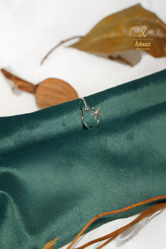 Natural Silver-toned Sea Star Ring