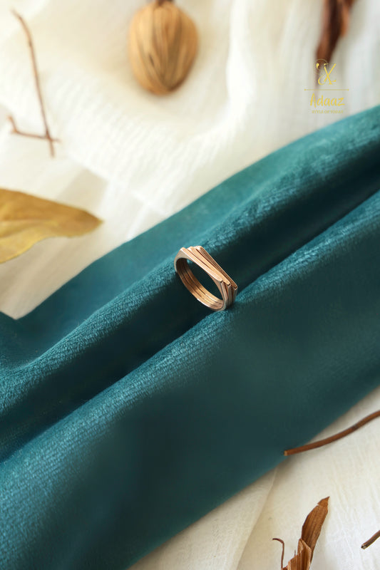 Stainless Steel Rose Gold Triad Regal Band Ring