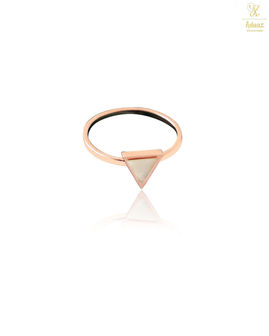Stainless Steel Rose Gold MOP Ring - Triangle
