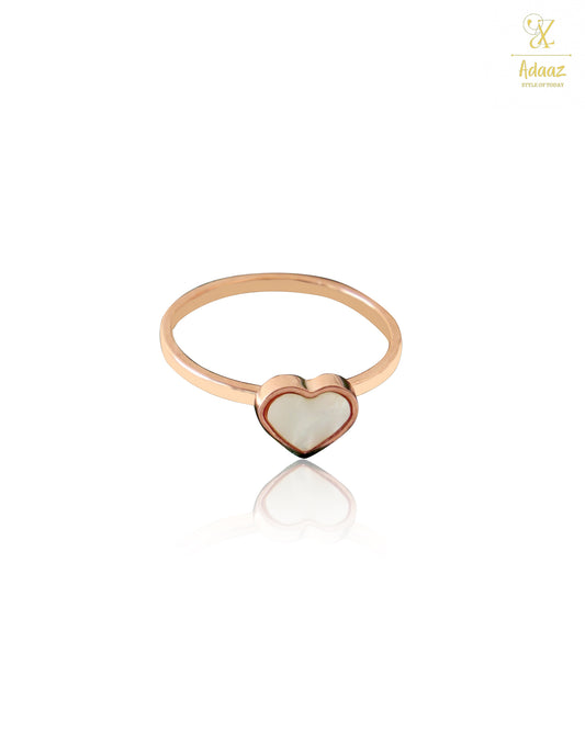 Stainless Steel Rose Gold-plated MOP Ring - Heart