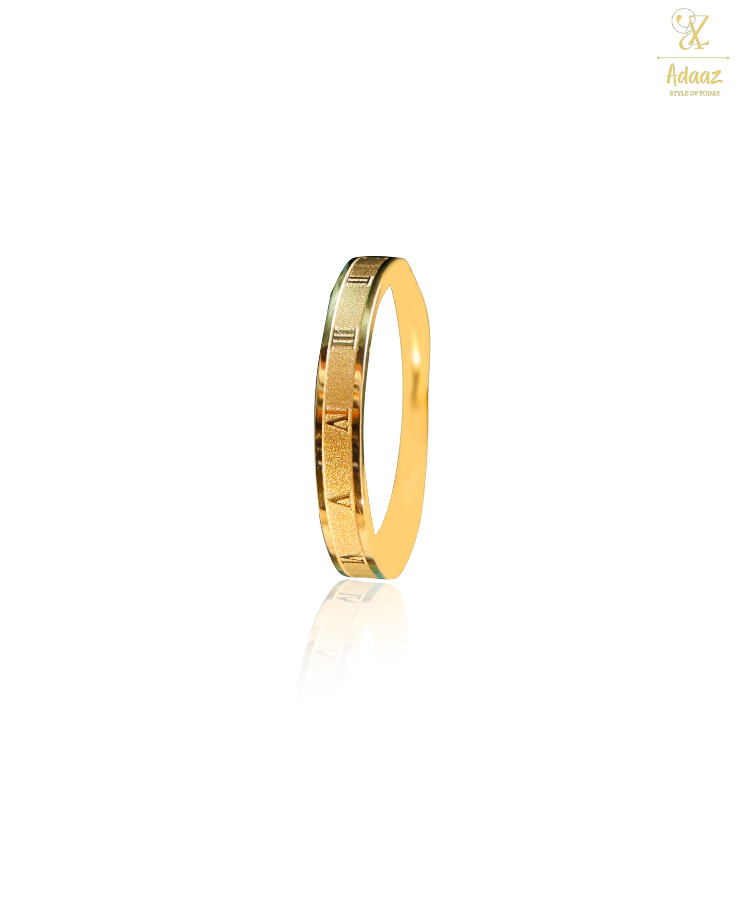 Classic Anti-Tarnish Roman Letter Sleek Gold-Plated Band Ring