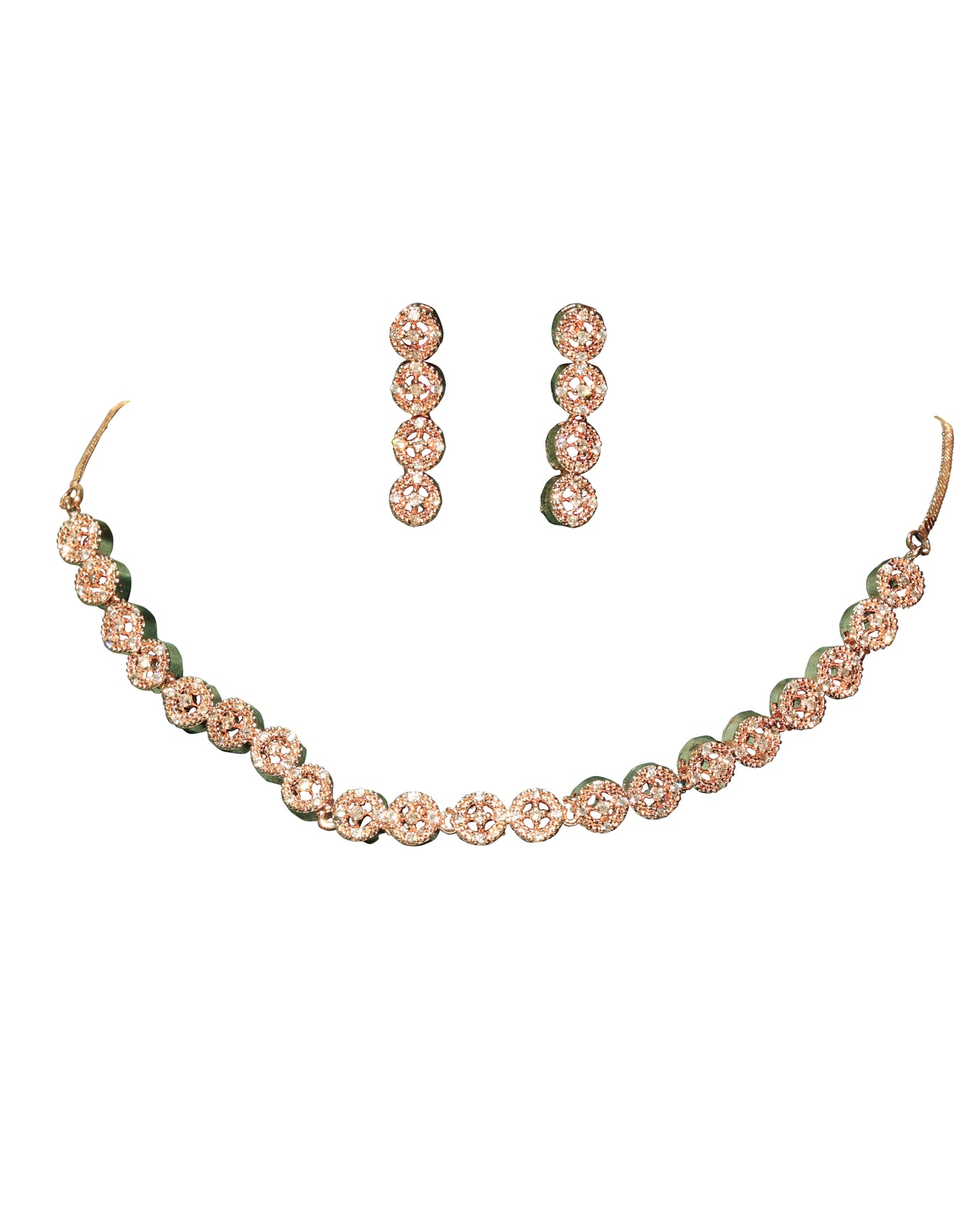 Minimal Small Round Rose Gold-Plated halo Necklace set