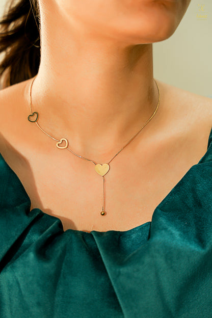 Delicate Gold Hearts Pendant Necklace - A Symbol of Elegance