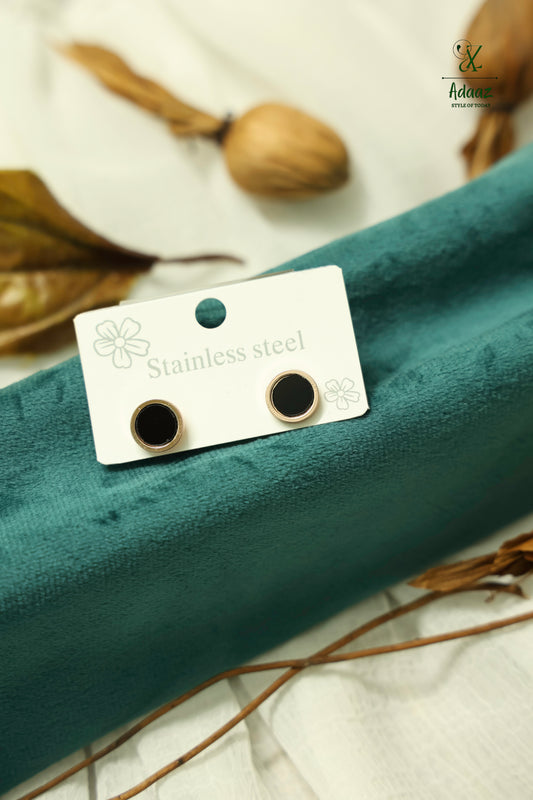 Stainless Steel Rose Gold Stud Earring - Round