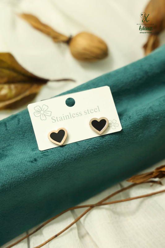 Stainless Steel Rose Gold Stud Earring - Heart
