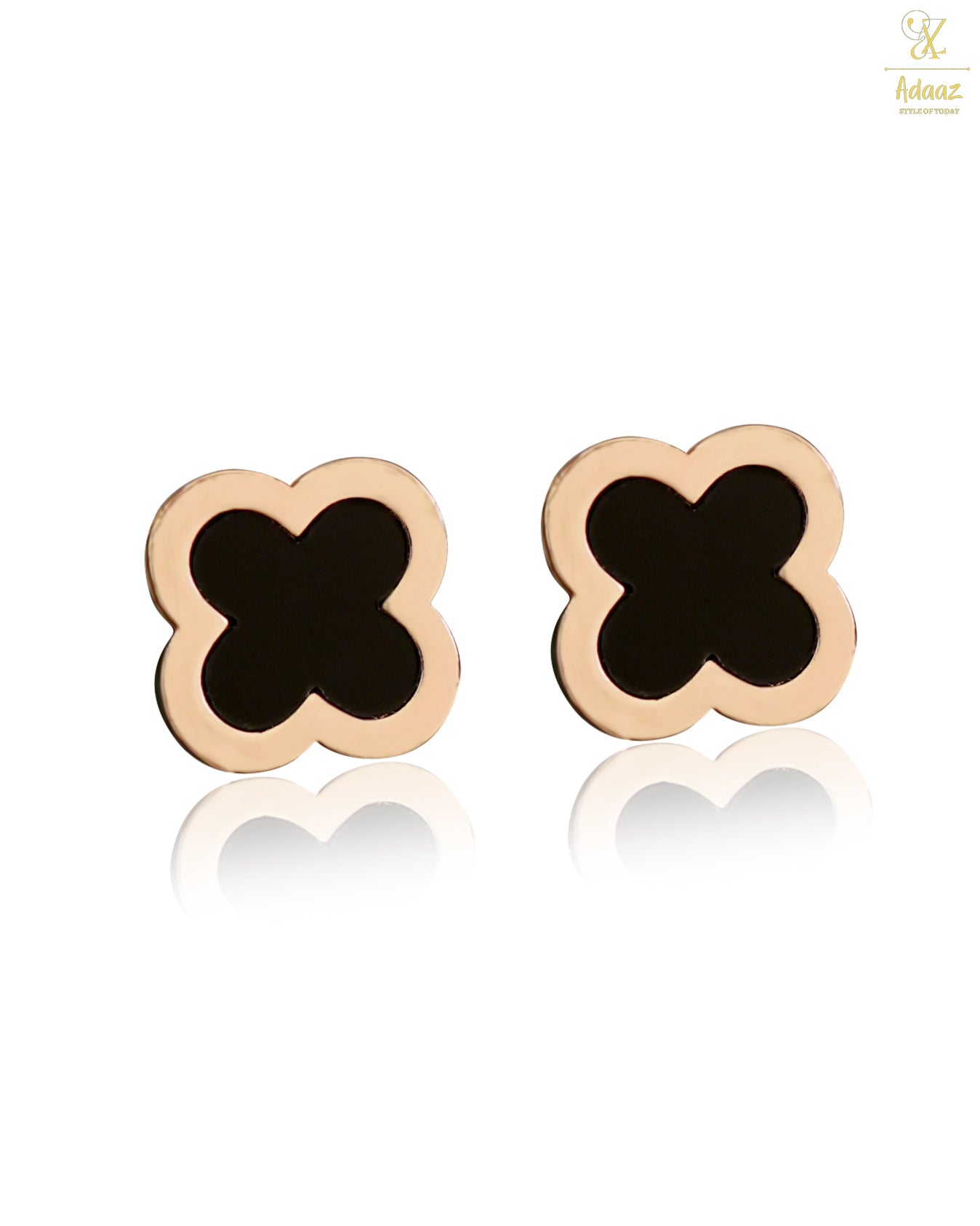 Stainless Steel Rose Gold Stud Earring - Clover