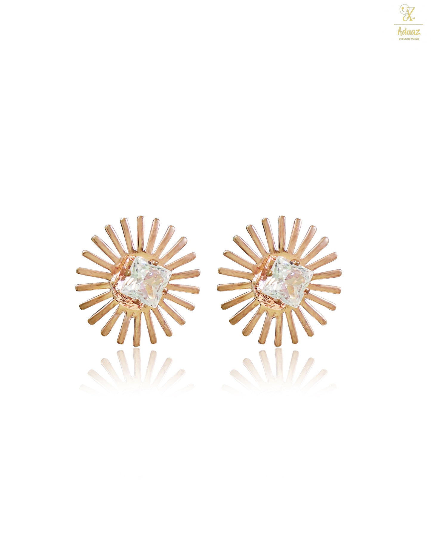 Cubic Zirconia Sun Post Circle Earring - Rose Gold