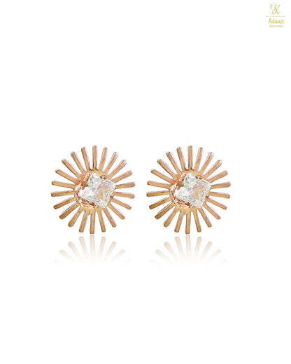 Cubic Zirconia Sun Post Circle Earring - Rose Gold