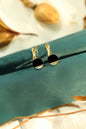Stunning Black and Gold Circle Lever Back Earring