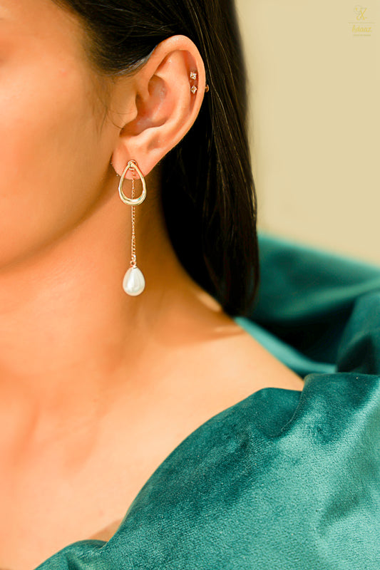 Two way wear Drop stud and pearl drop Dangling Chain