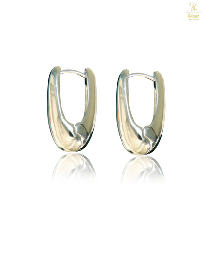 Stylish Small U-shape Hugging Hoop Earring - Silver