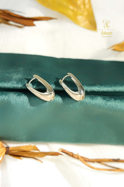 Stylish Small U-shape Hugging Hoop Earring - Silver