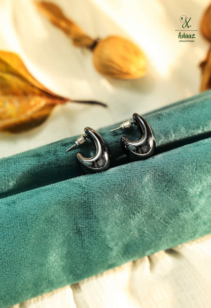 Grey Blackish Tear Drop Earring