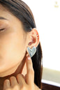 Heart Chunky Big Stud Earring - Silver