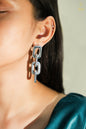 Quadruple Silver Rectangle Retro Drop Earring