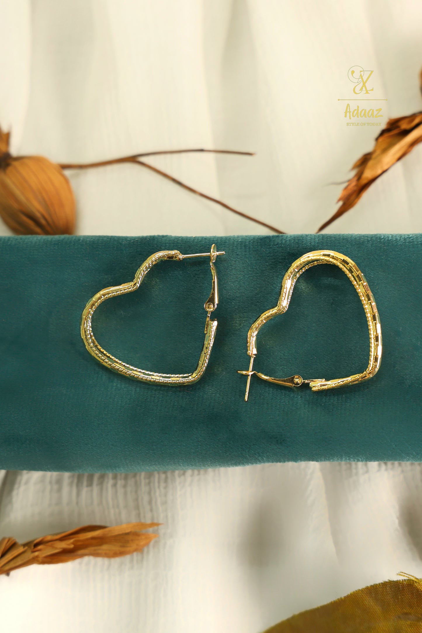 Gold Heart Shaped Hoop Earrings