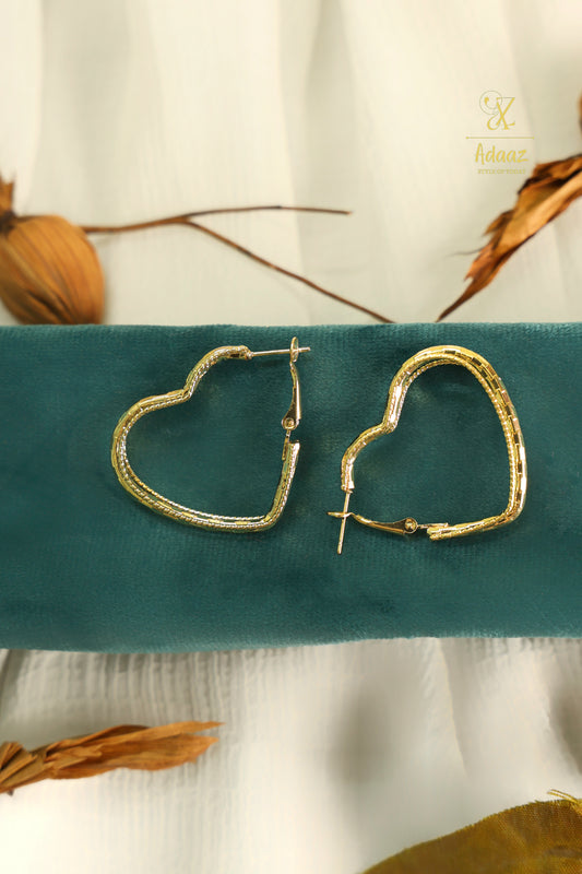 Gold Heart Shaped Hoop Earrings