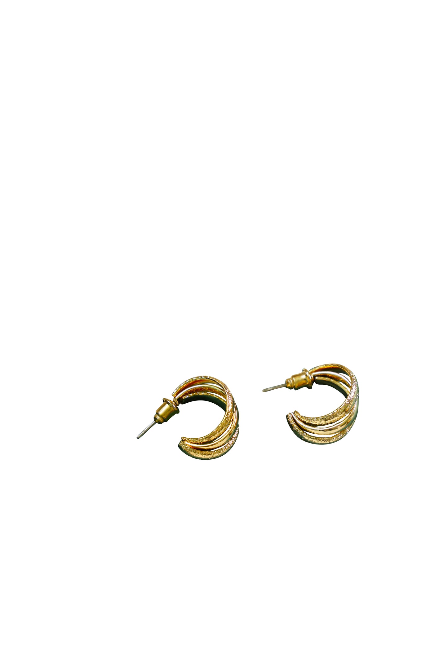 Gold Small Triple Connected Hoop Earring