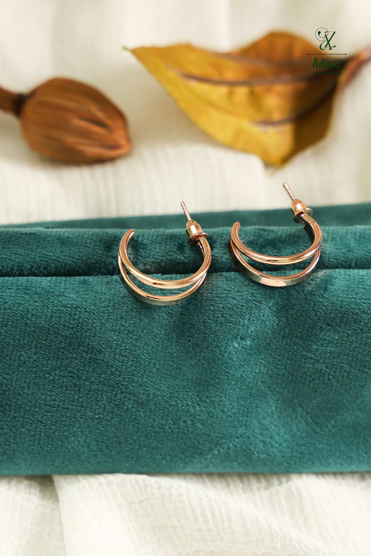 Rose Gold Dual Line Hoop Earring