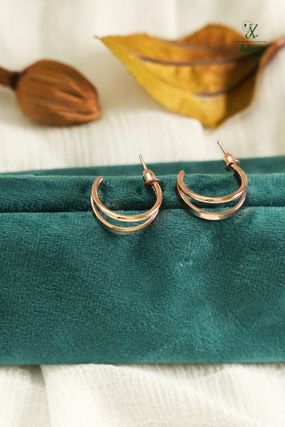 Rose Gold Dual Line Hoop Earring