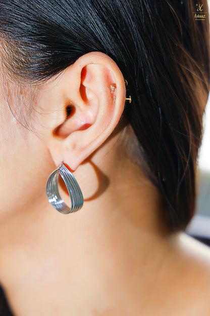 Layered Geometric Drop Stud Earring - Gold