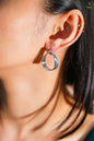 Layered Geometric Drop Stud Earring - Silver