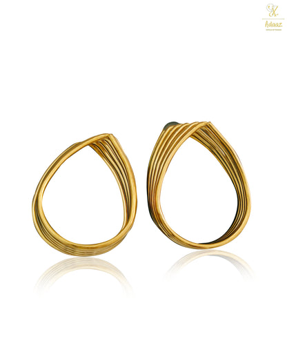 Layered Geometric Drop Stud Earring - Gold