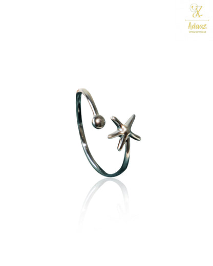Natural Silver-toned Sea Star Ring