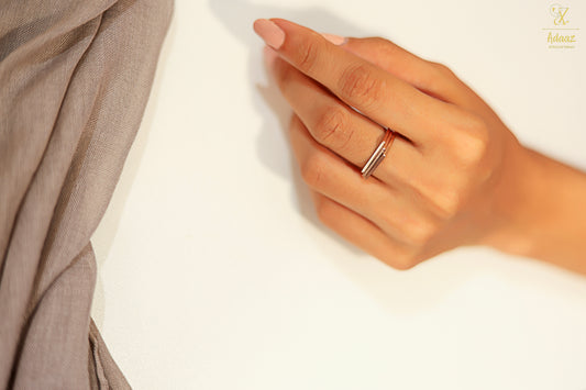 Stainless Steel Rose Gold Triad Regal Band Ring