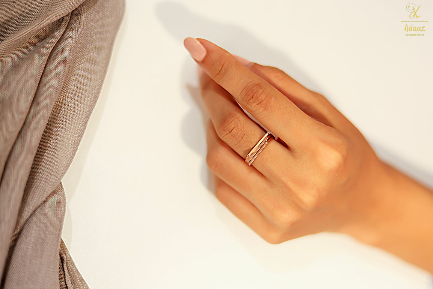 Stainless Steel Rose Gold Triad Regal Band Ring
