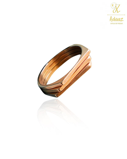 Stainless Steel Rose Gold Triad Regal Band Ring