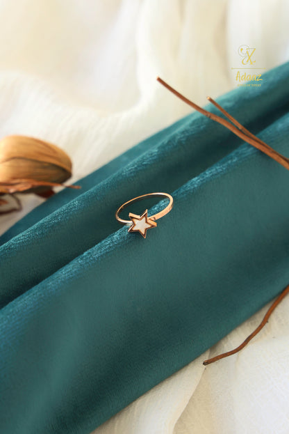 Stainless Steel Rose Gold-plated MOP Ring - Star