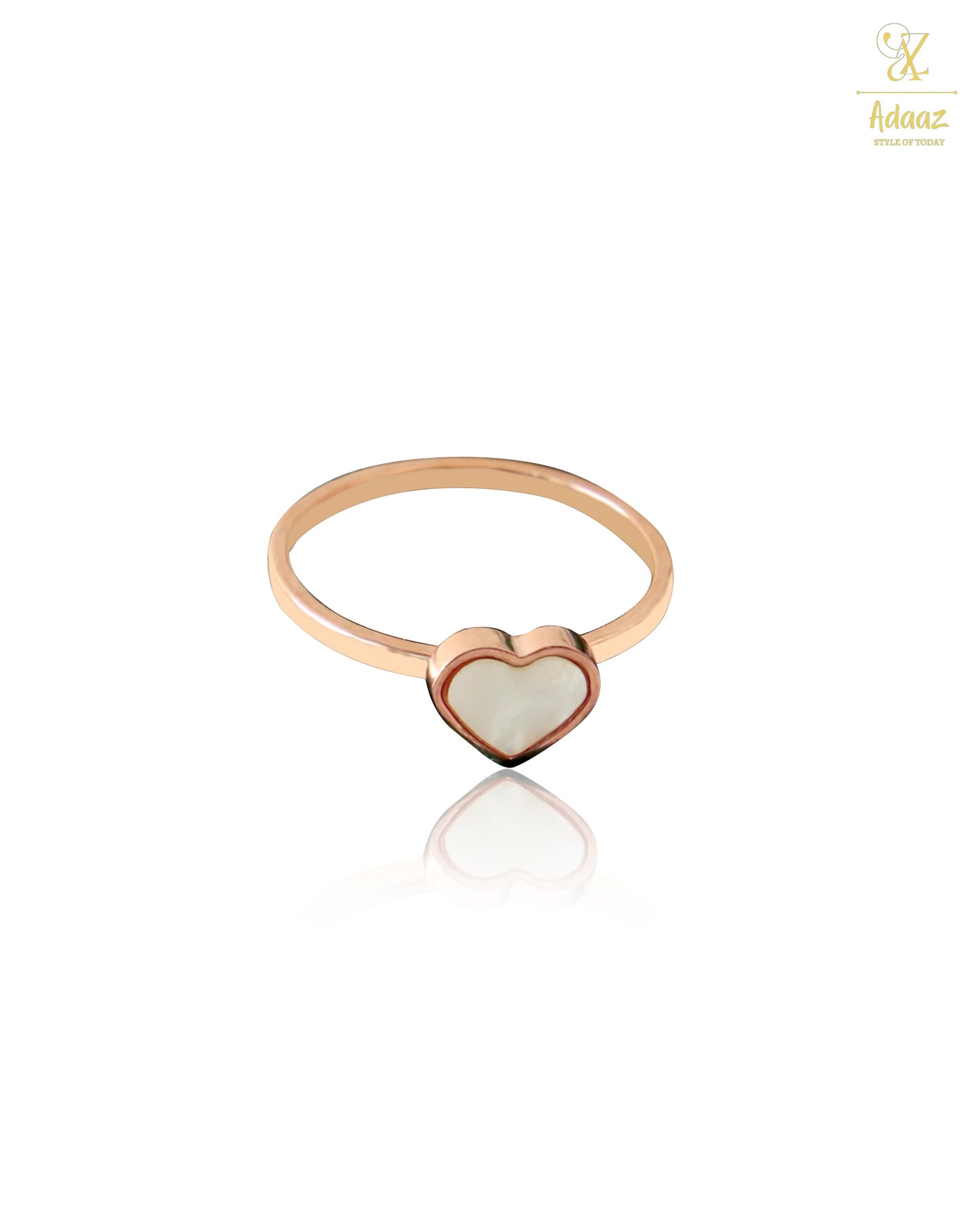 Stainless Steel Rose Gold-plated MOP Ring - Heart